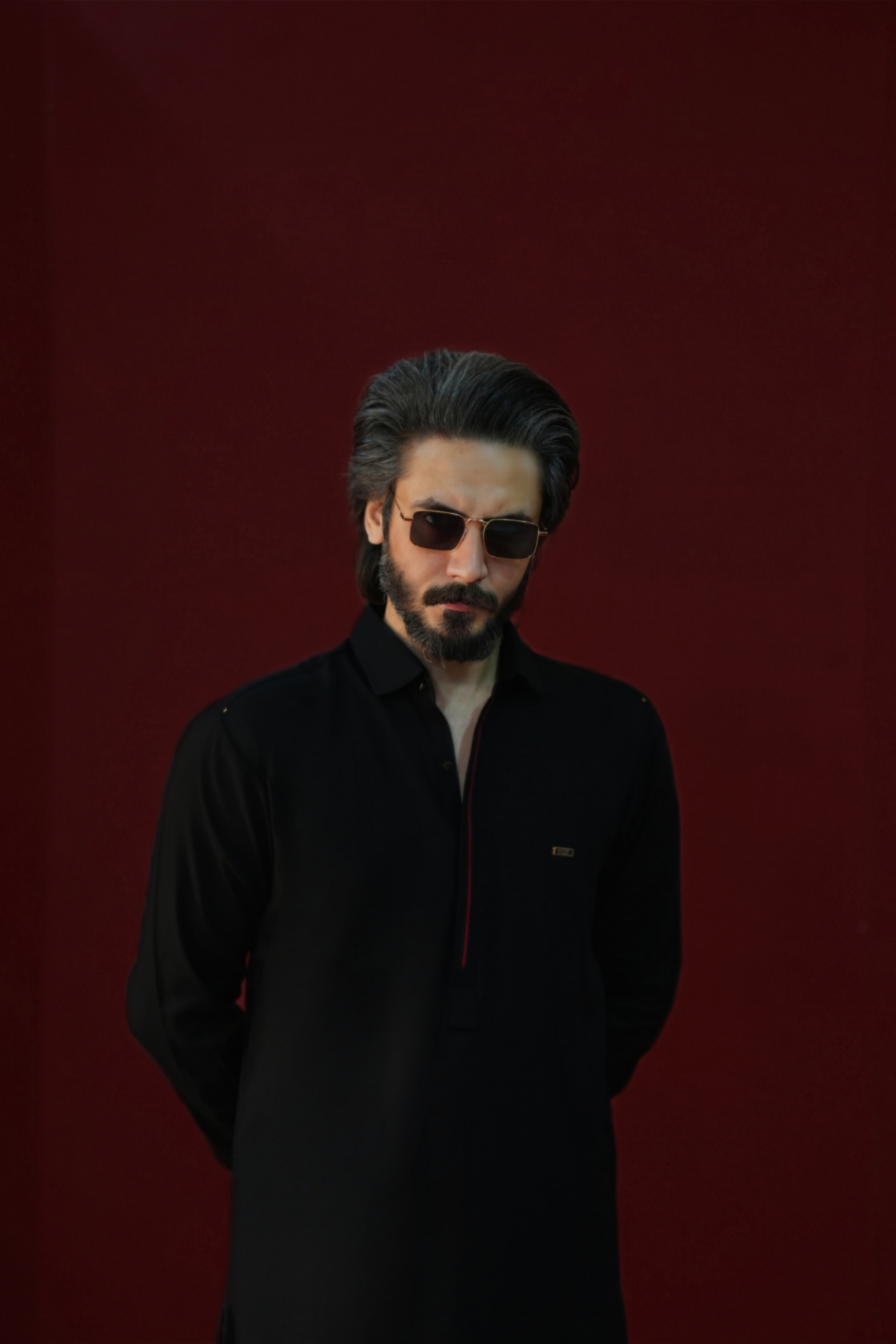 Smoky Black Kameez Shalwar
