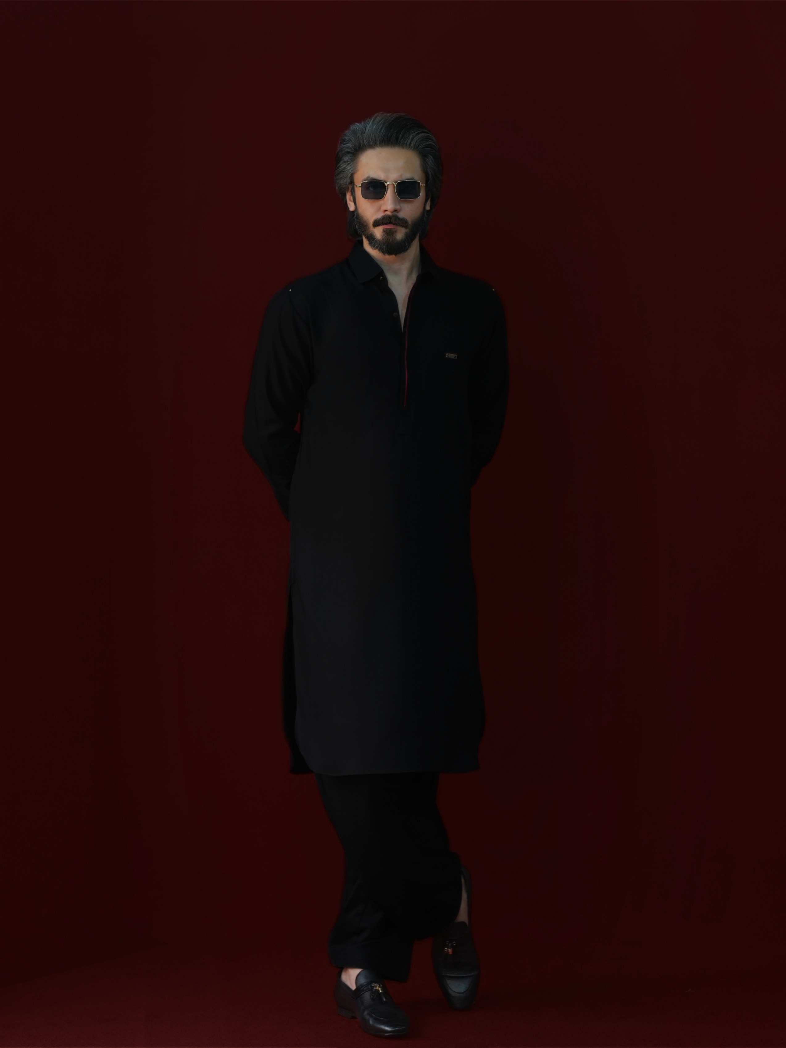 Smoky Black Kameez Shalwar