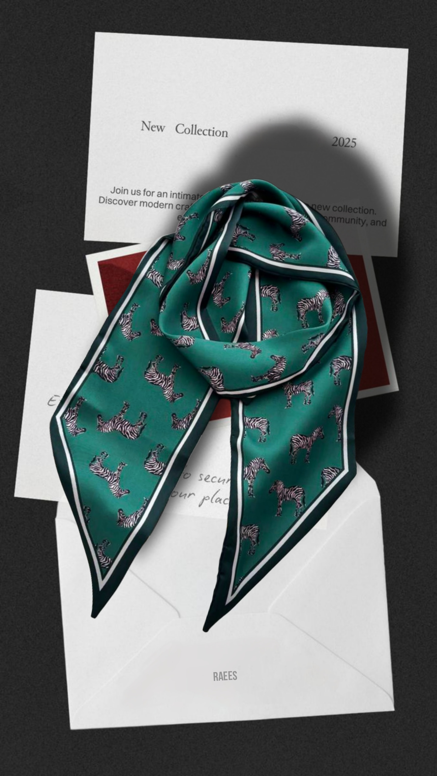 Green Printed Silk Scarf