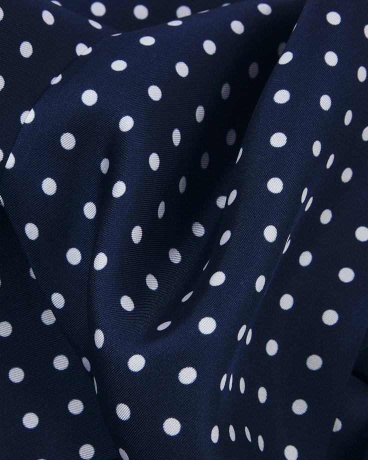 Blue Polka Dot Silk Scarf