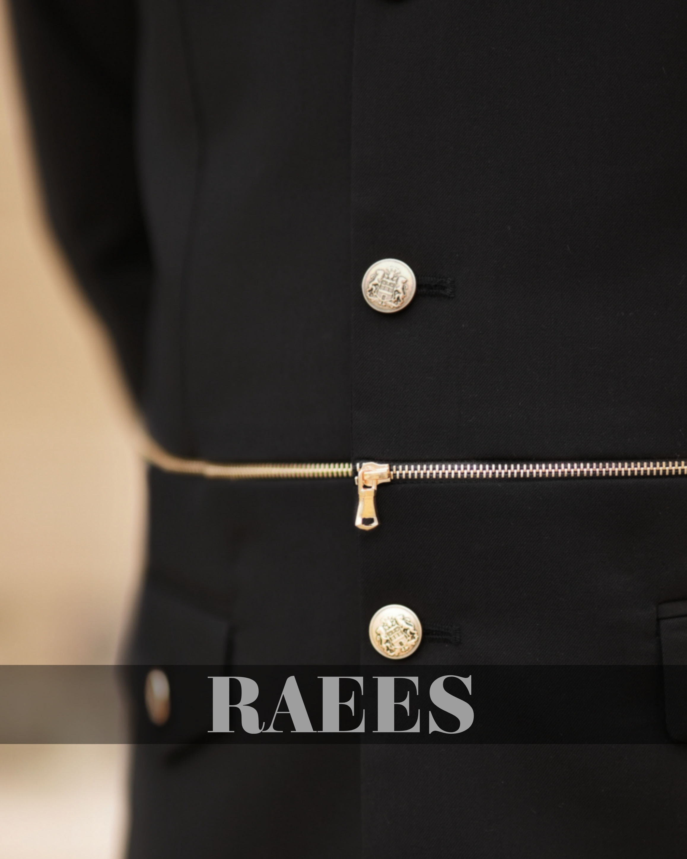 Black Zipper Waistcoat